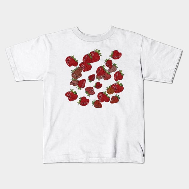 Cute Strawberry Pattern Kids T-Shirt by Window House